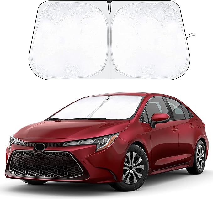 Windshield Sunshade Compatible for Toyota Corolla 2020-2026 Car-240T Polyester Material Car Sun Visor-Reflector Blocks UV Rays-Foldable Sunshade Interior Protection-Toyota Corolla Accessories
