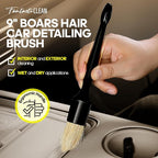 9PC Car Detailing Kit，Boars Hair Brush，Horse Hair Bristle，Suede-Coral Cloth，Car Dust Brush，Microfiber Towel & Applicator，Scratch-Free & Ultra-Soft for Leather, Seats & Interior Cleaning