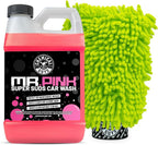 Mr. Pink Super Suds Car Wash Soap Plus Chenille Premium Microfiber Wash Mitt Bundle Kit, High Foaming Pink Shampoo And Scratch Free Wash Mitt For Cars Trucks SUVs Daily Drivers, 64 Fl Oz
