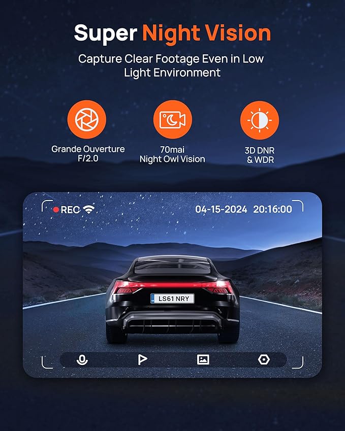 Dash Cam M310, Dash Camera for Cars 1296P QHD, Smart Dash Cam Front Built in WiFi, 130° Wide-Angle FOV, WDR, Night Vision, iOS/Android Mobile App, Loop Recording, Parking Monitor, Time-Lapse