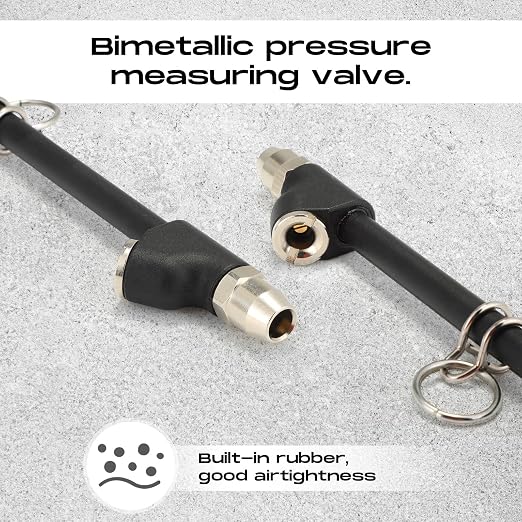 10 Pack Tire Pressure Gauge Black Heavy Duty Air Pressure Tire Gauge Dual Head Semi Truck Tire Pressure Gauge Range 10-150 PSI, Extended Tube Tire Gauge Suitable for Semi Truck, and Bus