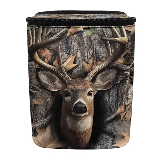 Deer Hunting Camo Print Car Trash Can with Lid, Leak Proof Auto Trash Bag Hanging Vehicle Garbage Can Multipurpose Storage Container for Back Seat Road Trip