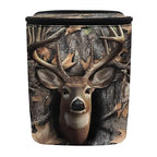 Deer Hunting Camo Print Car Trash Can with Lid, Leak Proof Auto Trash Bag Hanging Vehicle Garbage Can Multipurpose Storage Container for Back Seat Road Trip