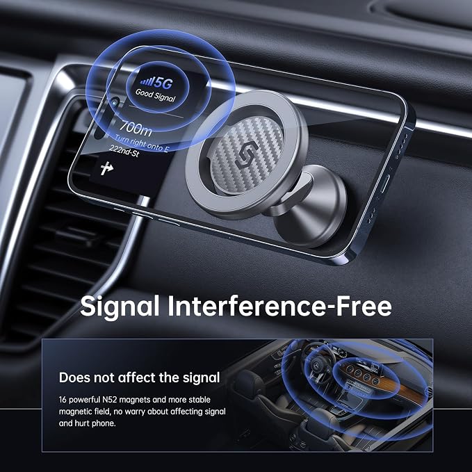 for MagSafe Car Mount - Magnetic Phone Holder for Car Dash,360° Rotation Strong Magnets Car Phone Holder Compatible iPhone 17 16 15 14 13, MagSafe Car Accessories, Titanium Silver