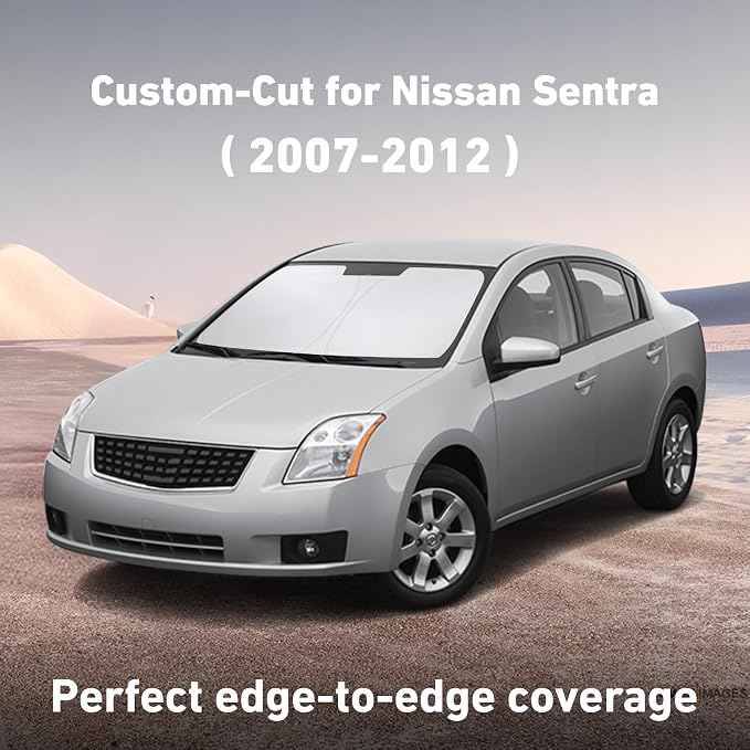 Windshield Sunshade Compatible for Nissan Sentra 2007-2010 2011 2012, Sun Visor for Front Windshield & Window Sun Shade Cover, UV Heat Blocker & Protector, Car Accessories