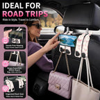 Car Seat Back Storage Hook, Funny Car Purse Hook, Cute Vehicle Storage Organizer for Purses Handbags Pink Star Bowtie