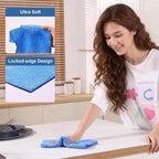 Microfiber Cleaning Cloths 18 Packs, 11.8" x 11.8" Blue Reusable Kitchen Towels, Lint-Free Cleaning Rags, Super Absorbent Cleaning Cloths for Kitchen, Car, and Household Cleaning
