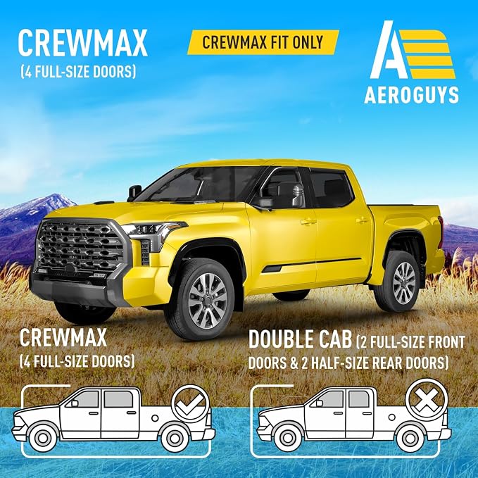 Extra Durable Window Deflectors in-Channel Window Visors Rain Guards Fit for Toyota Tundra 2022-2026 CrewMax, Sun Visors, Wind Vent for Shades, Exterior Car Accessories - 4 pcs. AG0915