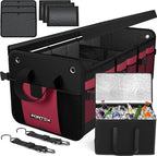 Trunk Organizer with Cooler For SUV Car Organizer and Storage, Collapsible Multi-Compartment, Perfect Christmas Gifts For Men, Women, 1680D Oxford, Non Slip Bottom, Straps, Soft Cover 110L