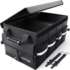 Car Trunk Organizer - Foldable Trunk Organizer for SUV, Car Storage with Reflective Strips & Securing Cover, Large Capacity Car Accessories for Truck, Van & Sedan, Black, 24.4" x 13.8" x 11.0"