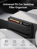 Car Seat Gap Filler Organizer with Sun Visor Organizer, PU Leather Seat Gap Filler for Phone, Keys, Cards & Sunglasses, Front Seat Storage Side Pocket for Cars SUVs Trucks