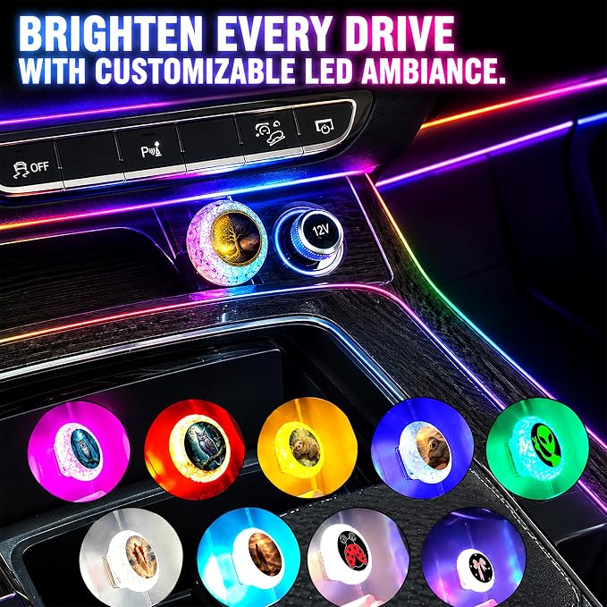 2 Pcs Tree Life USB LED Car Portable Interior Multi-Color Atmosphere Lamp | Portable Mini LED Night Light Auto Ambient Lighting, Universal Car Interior Decor Accessories Tree Life Gifts for Women Men