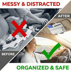Car Visor Organizer – Sun Visor Storage Pouch Holder for Vehicle Truck SUV, PU Leather Auto Interior Accessories for Registration Document, Gas Card & Sunglasses, Universal Fit (White) | Keeps Registration, Cards & Sunglasses Neatly Within Reach