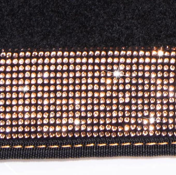 Bling Rhinestone Diamond Car Floor Mat, Crystal Sparkly Shining Glitter Carpet Waterproof Anti-Slip PVC Heel Pad, Universal for Interior Auto SUV,Sedan,Van,4pcs Girl Women Men, Champagne Gold