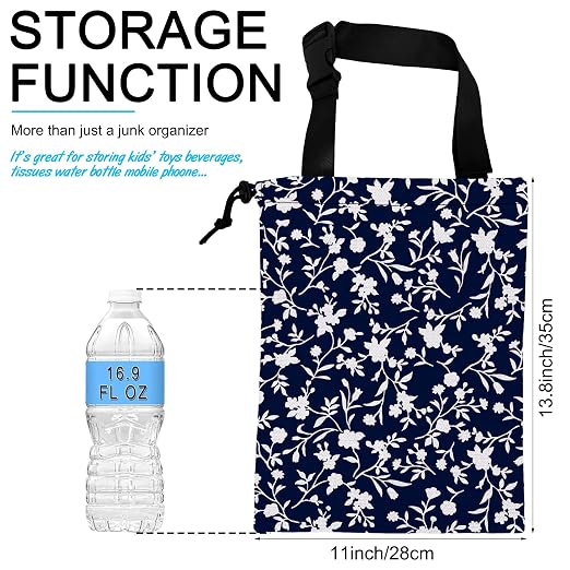 Car Trash Bag Trendy Floral Car Garbage Bag Hanging Car Trash Can for Back Seat with Drawstring