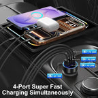 USB-C Car Charger, 2 Pack 4-Port 98W Car Charger USB C Fast Charger,3 USB-C & USB-A Car Cigarette Lighter USB Charger Fast Charging for iPhone 17/16/15/14 Series,iPad Pro,Galaxy S26/S25 Ultra,Pixel