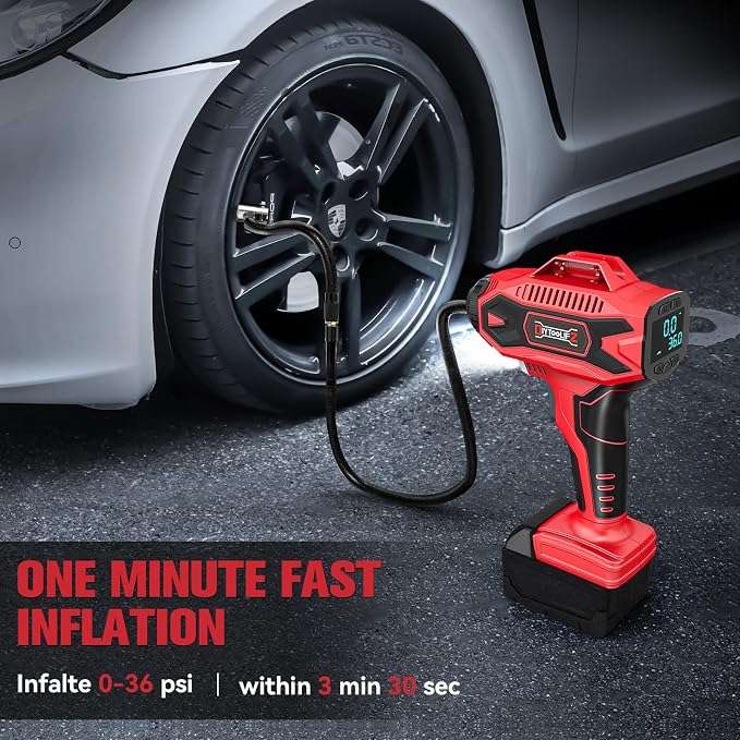160PSI Cordless Tire Inflator Air Compressor Compatible with Milwauke 18V Battery, Portable Air Pump with Digital Pressure Gauge, Fast Inflation for Cars Motorcycles Bikes Balls (Tool Only)