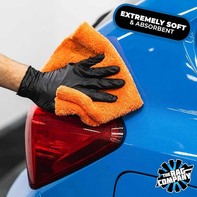 Eagle Edgeless 500 (4-Pack) Professional Korean 70/30 Blend Super Plush Microfiber Detailing Towels, 500GSM, 16in x 16in, Orange