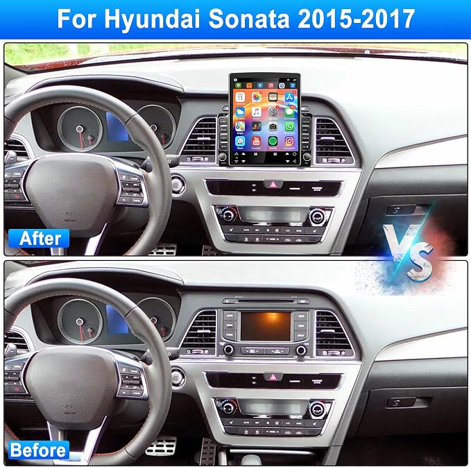 2+64GB Car Stereo Radio for Hyundai Sonata 2015 2016 2017, 9.7" Touchscreen Android 15 Car Radio Stereo Head Unit with Wireless CarPlay Android Auto GPS Navigation SWC FM DSP WiFi Bluetooth Camera