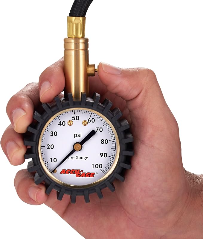 H100X Professional Tire Pressure Gauge with Protective Rubber Guard (100 PSI)