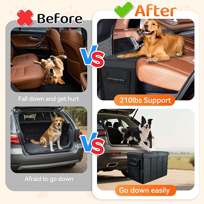 Car Seat Extender for Dogs, Backseat Extender for Large Dog up to 180 LBS, Foldable Back or Front Seat Extender for Most Cars Car Organizer Gap Filler