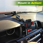 Cell Phone Mount for Truck Phone Holder for Truck Drivers - Heavy Duty Suction Cup + Dashboard Pad, iPhone Holder for Dashboard Window 16.9 inch Long, for iPhone & Samsung, Big Rig Trucker, Red