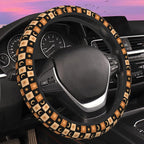 Celestial Checkerboard Steering Wheel Cover for Women Men Neoprene Breathable Boho Moon Star Wheel Cover Protector Anti-Slip Car Accessories Universal 15 Inch Fit for Cars Trucks Vehicles