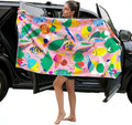 Magnetic Beach Towel | Extra Wide & Enhanced Magnet (75"x40"), Sand-Free Quick-Dry Microfiber for Car Door Changing, Beach, Pool | Includes Storage Bag, Travel & Camping (Colorful Fish Carnival)