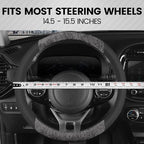 BurlwoodLux Wood Grain and PU Leather Gray Steering Wheel Cover - Sport Grip for Car Auto SUV Trucks