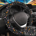 Wildflowers and Butterflies Steering Wheel Cover for Women, Anti-Slip Car Steering Wheel Cover with 2 Pcs Cup Holders Neoprene Breathable Car Accessories Universal 15 Inch Auto Interior Decor