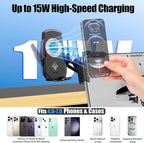 Car Phone Mount for Model 3 & Model Y, Screen Side Custom Fit for Center Display, 15W Wireless Fast Charging Auto-Clamping, Unobstructed View, Compatible with iPhone & Android
