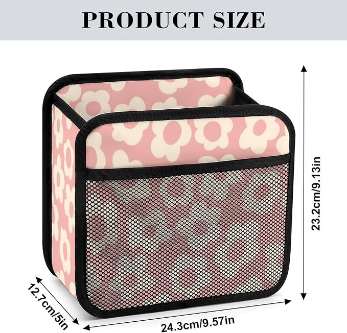 Car Backseat Organizer - Cute Aesthetic Car Storage Bin with Mesh Pocket & Reinforced Base - Universal Fit Hanging Seat Back Accessories for Women (Pink)