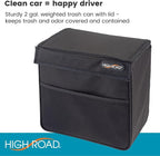 TrashStand Weighted Car Trash Can with Lid and Removable Leakproof Liner - Universal Fit Behind Center Console in Back Seat - Holds 2 Gallons of Car Garbage | Behind Console Car Garbage Can With Bottom Weight and Floor Grips - Waterproof Inse...