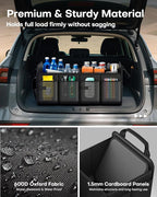 Trunk Organizer for SUV – Foldable & Portable Car Organizers and Storage with 2 Compartments, Large Capacity Car Trunk Organizer Car Accessories for Truck Sedan, Black, 21.7" x 12.8" x 11.0"