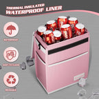 K KNODEL Car Trash Can, Waterproof Garbage Bag with Lid, Leak-Proof Trash Bin, Car Bin Hanging (Pink, Large)