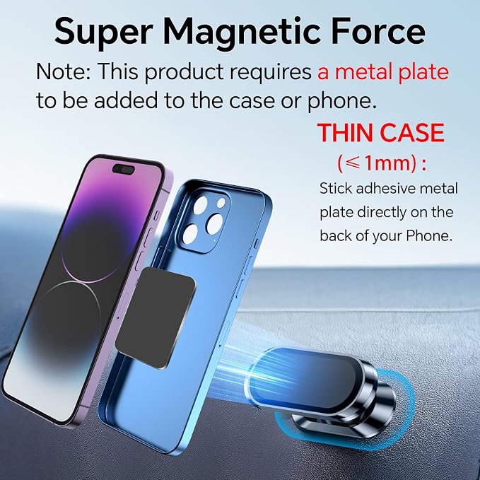 2 Pieces Car Magnetic Phone Holder for Nissan Juke F15 F16 2010-2021 2022 2023, Sturdy Metal Material with 360 Degree Rotation and Upgraded Adhesive Base