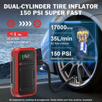 Tire Inflator Portable Air Compressor,12V Car Battery Jump Starter,5X Faster Air Pump For Car Tire with Digital Tire Pressure Gauge&LED Light&Auto Shut-Off,Cordless Pump for Car,Motor,Bicycle,ball