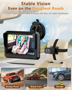 Baby Car Camera HD 1080P - Rear-Facing Infant Monitor with Night Vision Car Camera for Baby 150° Wide-Angle Lens Anti-Glare Screen Easy Install 360° Adjustable Display