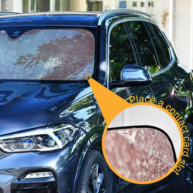Rose Gold Car Windshield Sun Shade Foldable Sun Shield Shade for Blocks UV Rays Protector-Keeps Your Vehicle Cool for Most Sedans SUV Truck,57"x31.5"