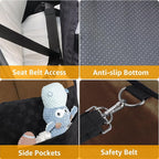 Waterproof Dog Car Seat for Small Medium Dogs, 5in Memory Foam Pet Booster Seat for Dogs up to 35 lbs with Pockets, Detachable Washable Pet Carseat with Y-Shape Safety Belt (Brown, Medium)