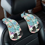 2PCS Car Seat Back Storage Headrest Hooks, Butterfly Purse Holder Bags Hanger, PU Leather Double Metal Hook for Backseat Organizer, Women Car Accessories Organization
