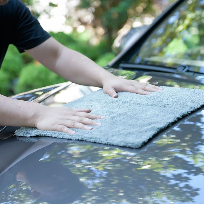 Microfiber Towels for Cars, Car Drying Wash Detailing Towel with Plush Edgeless Microfiber Cloth (Grey)