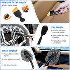 37PCS Car Detailing Kit Auto Cleaning Tools Wash Set with Storage Carry Bag Home Use for Interior Exterior Deep Clean Car Care Windshield Dashboard Seat Air Vents Wheels Tires, Blue