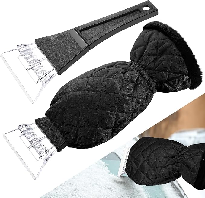 Ice Scraper with Glove Waterproof Ice Scrapers for Car Windshield No Scratch Comfortable Removal Snow Mitt Glove Windproof Warm for SUV Vehicle Truck Snow Quickly Removal