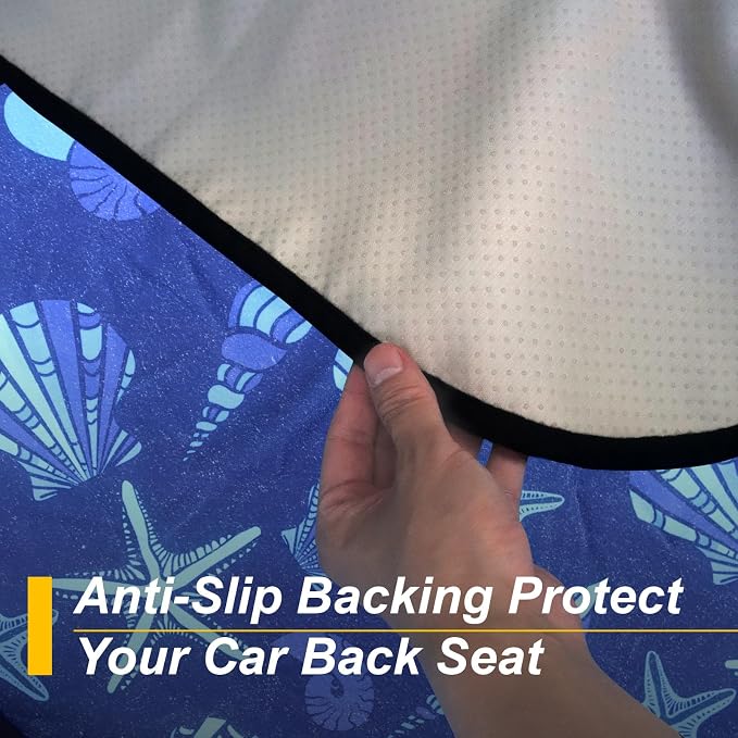 Back Seat Cover for Car Trucks Van SUV Jeep,Waterproof Rear Bench Towel Seat Covers for Dogs and Kids,Automotive Backseat Protector (Conch Shells Starfish)