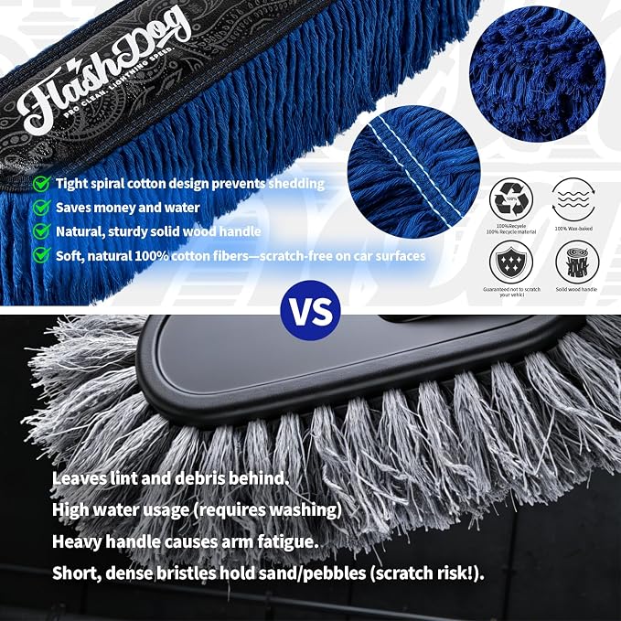 Car Duster Exterior - 25" Wood Handle | Wax Cotton Hair Scratch Free Cleaning for Cars/SUV/Truck/RV Roofs & Windshields | Waterless Dust & Pollen Remover