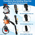 Universal Fits All Brands' Shop Vacs with 2-1/2" & 1-7/8" & 1-1/4" Adapter Clear Extraction Accessory for Auto Detailing, Shop Vac Extractor Attachment Kit for Wet-Dry Vacuum Cleaners