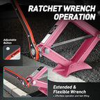 Scissor Jack for Car - 1.5 Ton (3,306 lbs) Car Jack Kit with Labor-Saving Ratchet Wrench for Cars, SUV, Sedans, 4'' - 15.2'' Lifting Range, Pink, TOOLS-00282-PK