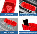 Cup holder for 2018-2025 2026 Jeep Wrangler JL JLU 4XE/Gladiator JT Accessories Cup Holder Insert Coaster TPE Non-Slip Center Console Drink Holder Organizer Cupholder Liner Pad Interior Decoration Red