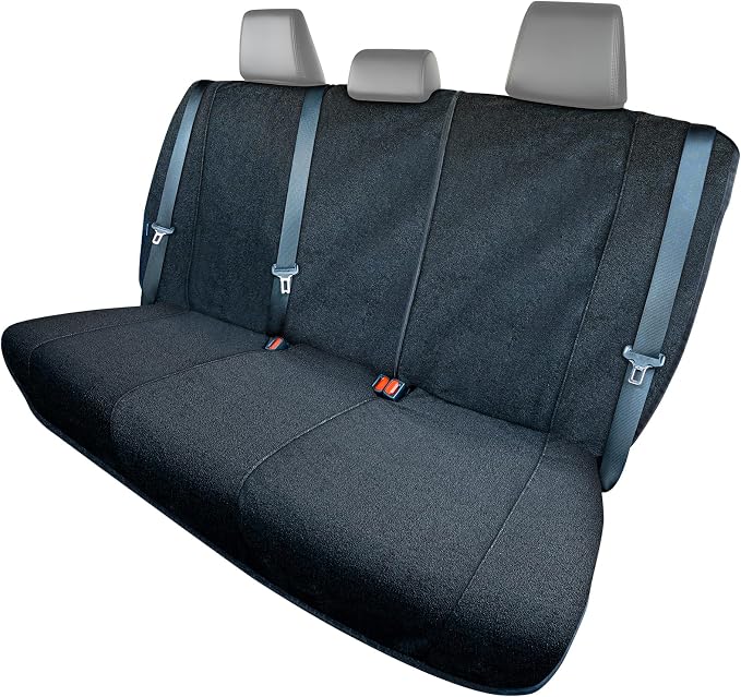 Back Seat Towel Seat Cover for Cars; Great for After Gym Workouts, Dogs, and Outdoor Activities; Universal Fit for Cars SUVs Vans Trucks Rear Seats, EZ fit, Non Slip Grip, Black
